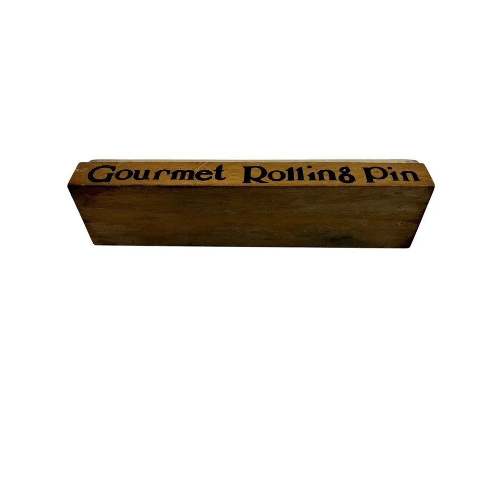 Vintage Wood Gourmet Rolling Pin with Decorative Wooden Display‎ Stand Base